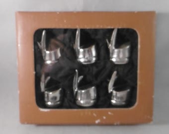 Set of 6 vintage French heavy quality bamboo name place  holders. Discontinued Silea. Unused in box.
