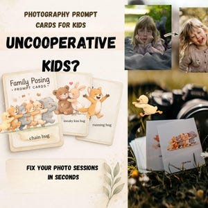 Schede con spunti per foto di famiglia con bambini che si abbracciano, idee per foto naturali (download digitale)