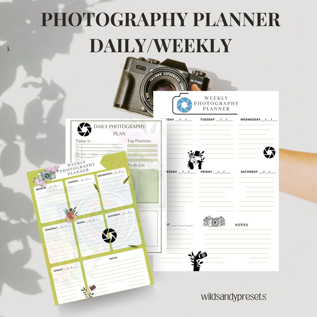 Photography Planner Printable Daily Photography Planner Weekly Planner ...