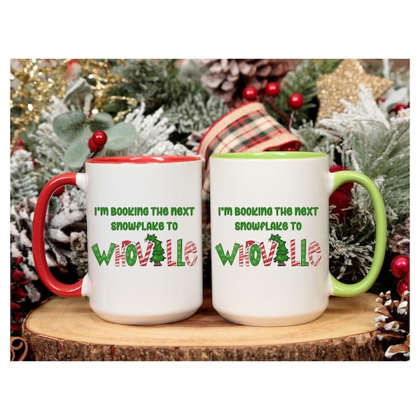 Whoville 15 oz Mug Christmas Cheer Mug The Grinch Cindy Lou Who I'd Rather Be In Whoville Mug Merry Grinchmas Funny Christmas Mug Snowflake