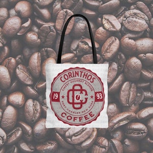 Corinthos Coffee Tote Bag Grocery Tote, Book Tote, Beach Tote, School Tote, Weekend Tote, Reusable Tote, Travel Tote, Coworker Gift Sonny