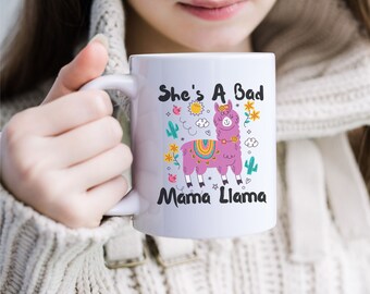 Bad Mama Llama Mug: Funny Mom Coffee Cup, Animal Lover Gift