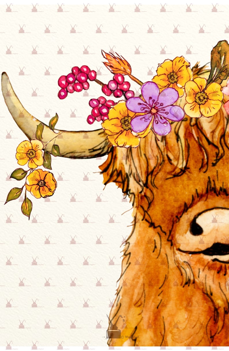 Download Highland cow clipart Farm clipart Sublimation designs | Etsy
