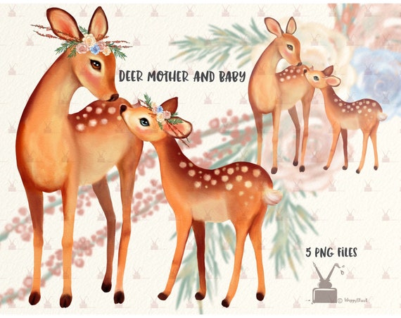 Download Watercolor Deer Sublimation Design Baby Apparel Baby Deer Clipart Nursery Art Deer With Flowers Printable Deer Woodland Deer Png Clip Art Art Collectibles