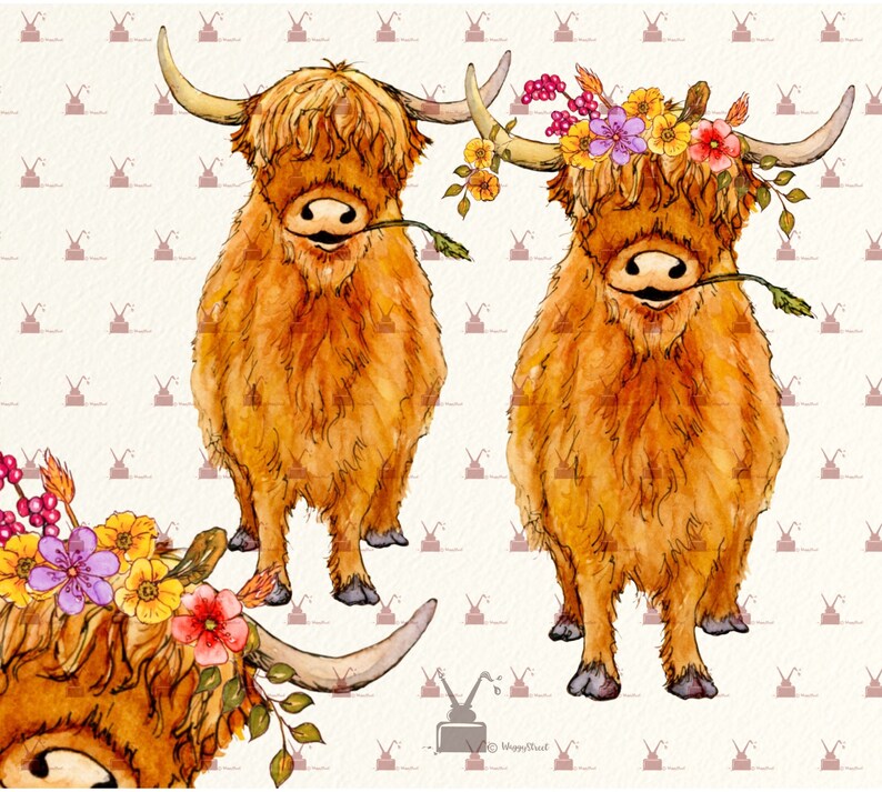 Download Highland cow clipart Farm clipart Sublimation designs | Etsy