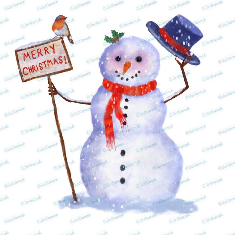 Snowman Clipart Christmas Clipart Instant Download. Merry - Etsy UK