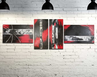 Red black & white acrylic painting.