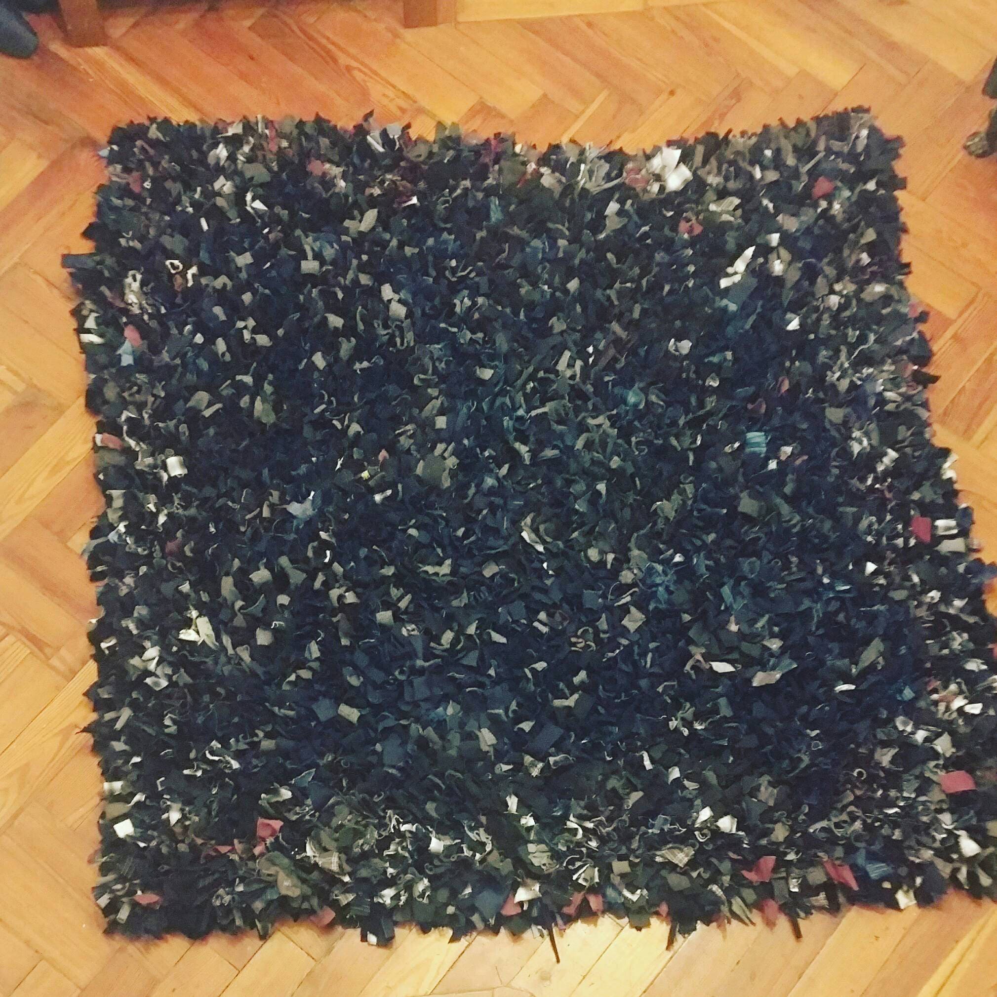 Hand Made Shaggy Rag Rug 120cm X 120cm Etsy