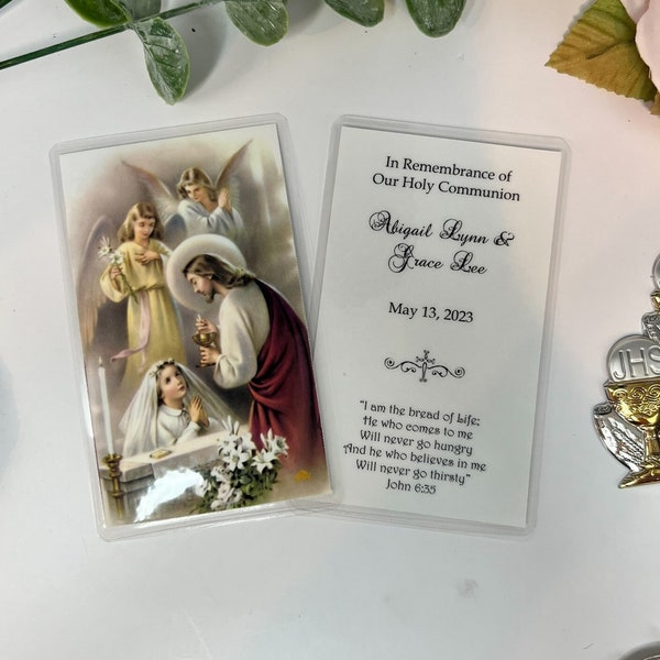 Personalized Italian First Holy Communion Remembrance Cards Communion Girl LOT of 8 cards