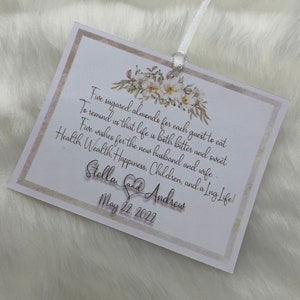 Italian Wedding favor tags, Jordan almonds wedding poem, five wishes for the bride and groom - SET of 18 TAGS