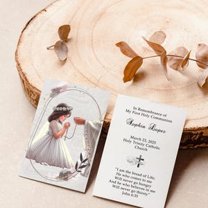 Personalized Italian First Holy Communion Remembrance Cards Communion Girl LOT of 8 cards