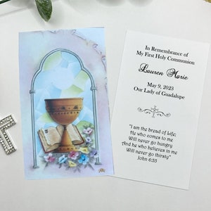 Set of 8 Assorted Personalized Italian First Holy Communion Remembrance Cards Communion Chalice