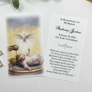 Cartes commémoratives personnalisées de baptême italien Cartes saintes Cartes de prière LOT de 8 cartes