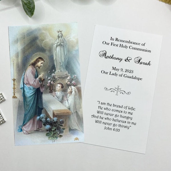 Personalized Italian First Holy Communion Remembrance Cards Communion Boy and Girl LOT of 8 cards