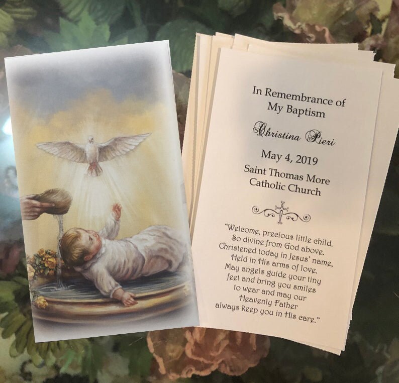 Personalized Italian Baptism Remembrance Cards Holy Cards Etsy