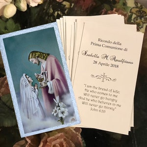 Personalized Italian First Holy Communion Remembrance Cards Communion Girl LOT of 8 cards