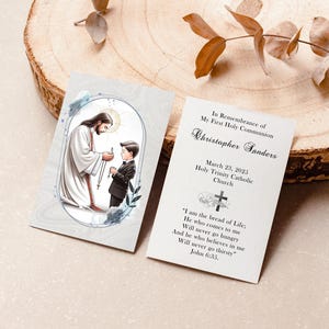 Personalized Italian First Holy Communion Remembrance Cards Communion Boy LOT of 8 cards