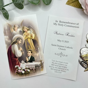 Personalized Italian First Holy Communion Remembrance Cards Communion Boy LOT of 8 cards