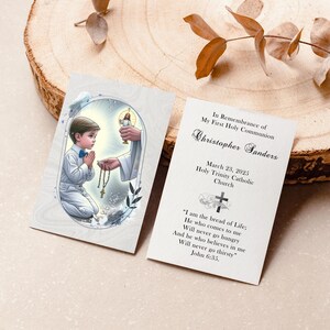 Personalized Italian First Holy Communion Remembrance Cards Communion Boy LOT of 8 cards