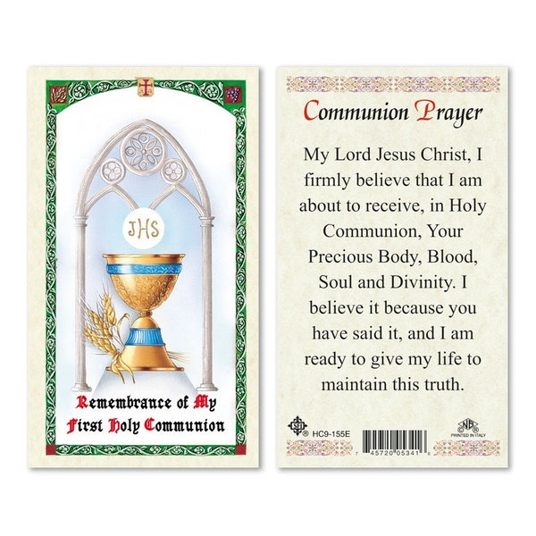 First Holy Communion Laminated Prayer Card, Communion Boy, Communion Girl, Holy Prayer Card, Jesus, Chalice