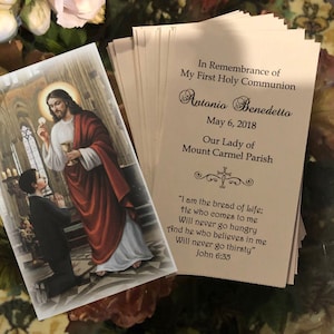 Personalized Italian First Holy Communion Remembrance Cards, Prayer Cards  Communion Boy LOT of 8 cards