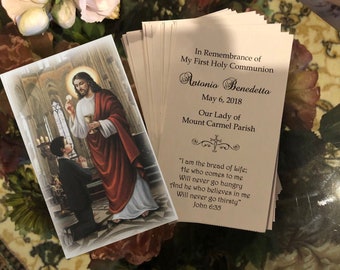 Personalized Italian First Holy Communion Remembrance Cards, Prayer Cards  Communion Boy LOT of 8 cards