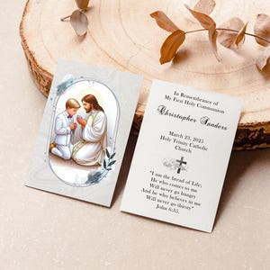Personalized Italian First Holy Communion Remembrance Cards Communion Boy LOT of 8 cards
