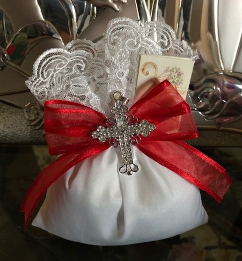 Italian Confirmation favor bag with rhinestone cross Confetti Etsy España