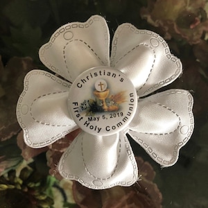 First Holy Communion Confetti Flower almond favor Bomboniere with personalized Chalice pin