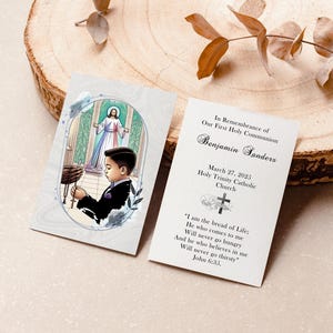 Personalized Italian First Holy Communion Remembrance Cards Communion Boy LOT of 8 cards