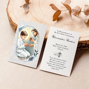 Personalized Italian First Holy Communion Remembrance Cards Communion Boy LOT of 8 cards