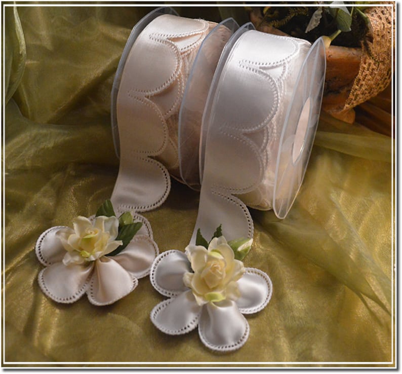 10 PIECES pull bow ribbons , confetti flowers, Jordan almonds ribbons, almond favors ribbons DIY favors Flower Pull Bow Ribbon almonds image 1