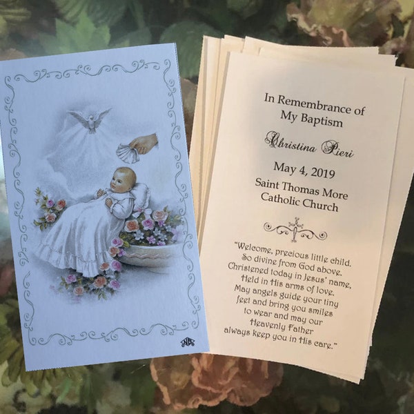 Personalized Italian Baptism Remembrance Cards Holy Cards Prayer cards LOT of 8 cards