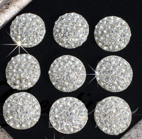 10 Round Silver rhinestone Buttons, 0.7 Round Gems Glass Buttons, Jewel  Buttons, DIY