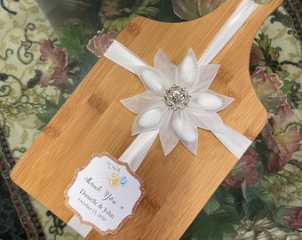 Bamboo Cutting Board with confetti flower and favor tag for Weddings, Bridal Showers, Italian Favors, Personalized Bomboniere