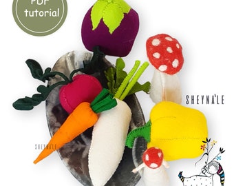 VEGETABLES - PDF Felt Food Pattern, instant download, DIY Play Food, natural toy, soft toy pattern