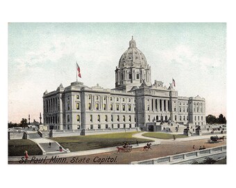 St Paul Minnesota antique postcard | Minnesota State Capitol | 1900s vintage MN travel, hometown decor, home state gift