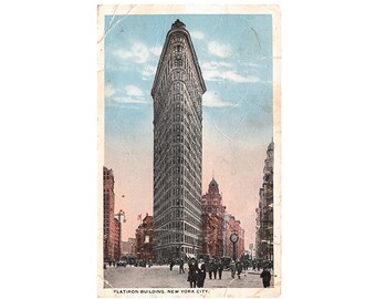 New York City vintage postcard | Flatiron Building, Manhattan | 1910s NYC travel, hometown gift, office decor, apartment gallery wall