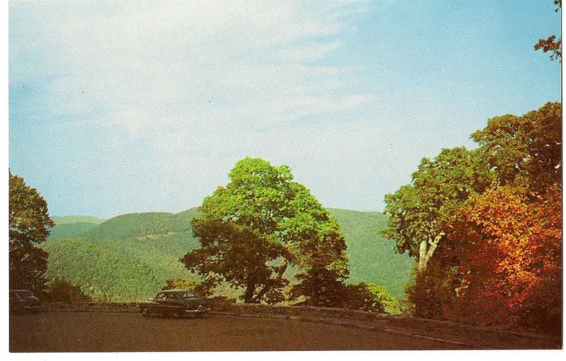 1960s VA travel postcard Blue Ridge Parkway mountain decor Skyline Drive Virginia vintage postcard Shenandoah National Park postcard