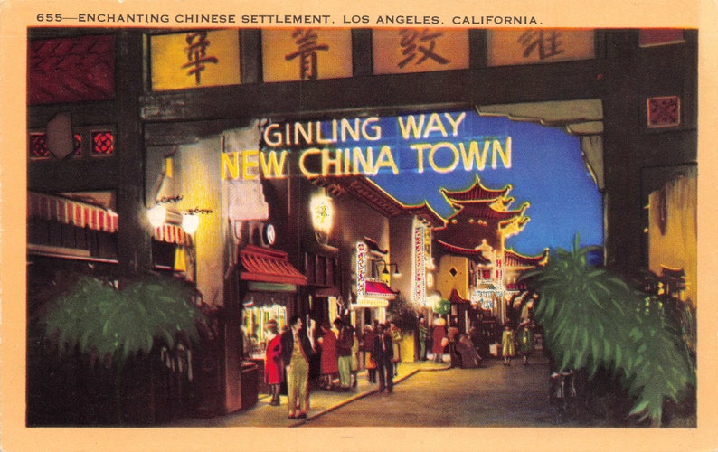 Los Angeles Postcard Chinatown 1940s California Decor Etsy