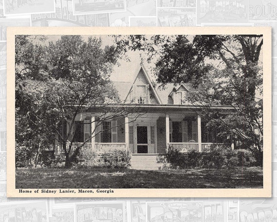 Macon Georgia Postcard Sidney Lanier Cottage Literary Gift Etsy