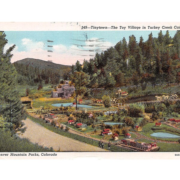 Morrison Colorado vintage postcard | Tiny Town Railroad, Turkey Creek Canyon, toy village | 1930s CO travel, hometown decor, home state gift