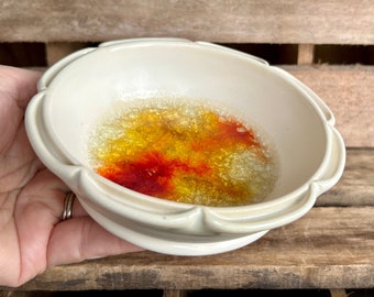 Small Stoneware Bowl - Trinket Dish - Ring Dish - Tea Strainer Bowl - Coffee Pour Over Bowl - Crackled Glass Bowl