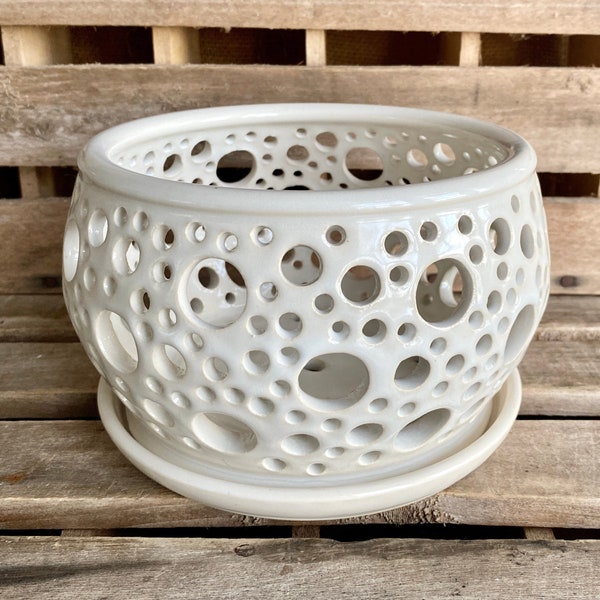 Clay Orchid Pot Etsy