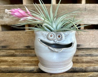 Air Plant Face Pot - Ceramic Egg Separator - White Air Plant Planter - Kitchen Gadget