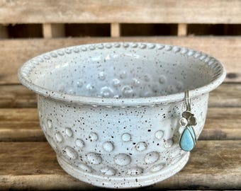 Large Pottery Earring Bowl - Ceramic Jewelry Holder - Earring Holder