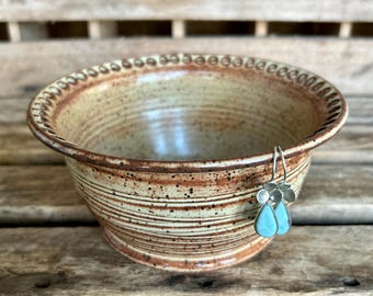 Large Pottery Earring Bowl - Ceramic Jewelry Holder - Earring Holder