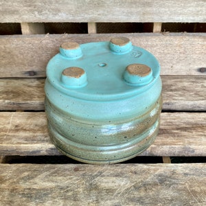 Stoneware Succulent Pot Handmade Wheel Thrown Planter with Drain Hole and feet image 2