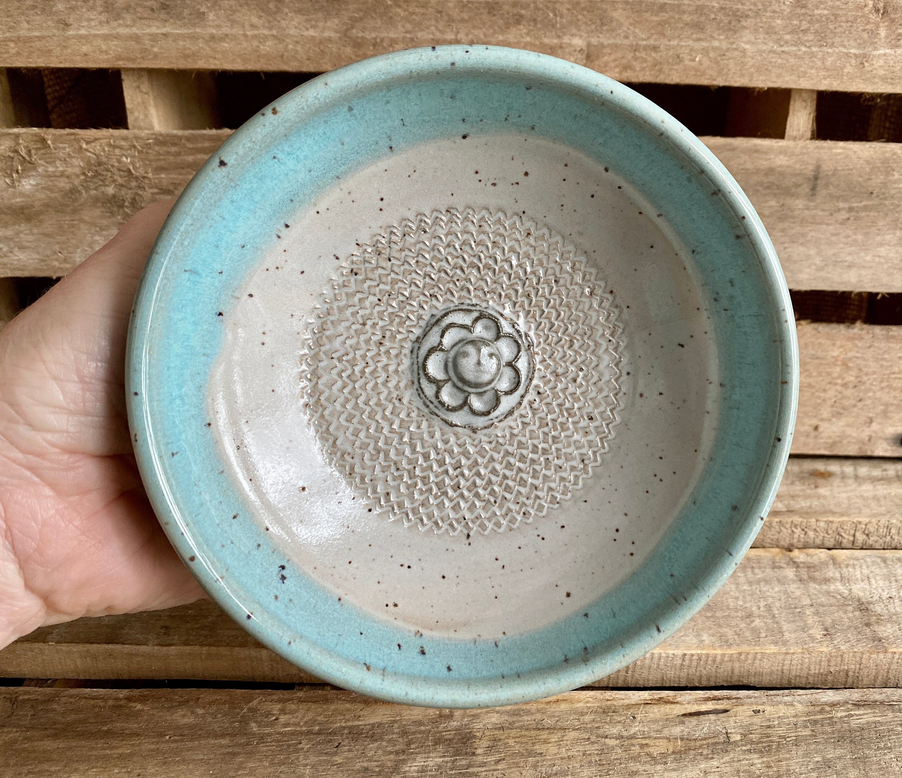 Handmade Pottery Garlic Grater Plate Ceramic Grater Dish Handmade Pottery  Kitchen Tool Handmade Ceramic Salad Dressing Bowl Zester Dish Gift 