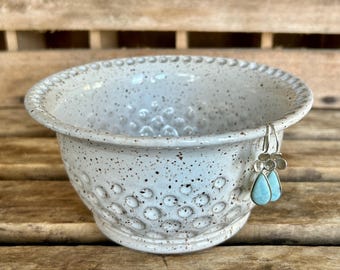 Large Pottery Earring Bowl - Ceramic Jewelry Holder - Earring Holder